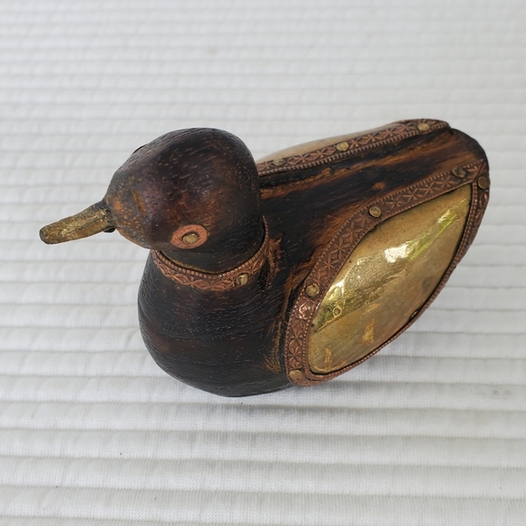 2 Ducks Brass Wood Figurines Bird Vintage 5.5"x4" & 3.5"x2.5" - Picture 9 of 13
